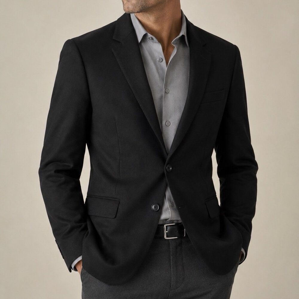 Banana Republic Mario Bellucci Italian Wool Slim Fit Blazer Jacket in Black 40S